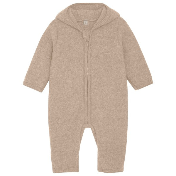 Woll-Fleece Overall Merinowolle - Camel Melange